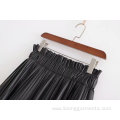 Pleated PU Leather Mini Skirt